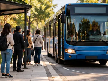 Pessoas esperando o ônibus no ponto