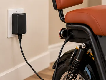 Carregador da scooter na tomada de casa